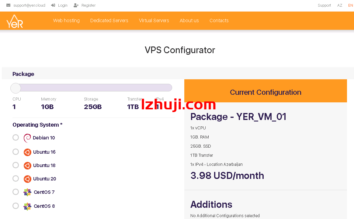 阿塞拜疆VPS：yer，$3.98/月，1G内存/1核/25gSSD/1T流量-CDN-服务器-VPS优惠/促销/测评-撸主机评测